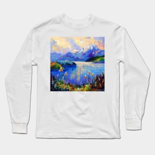 Flowers at the mountain lake Long Sleeve T-Shirt